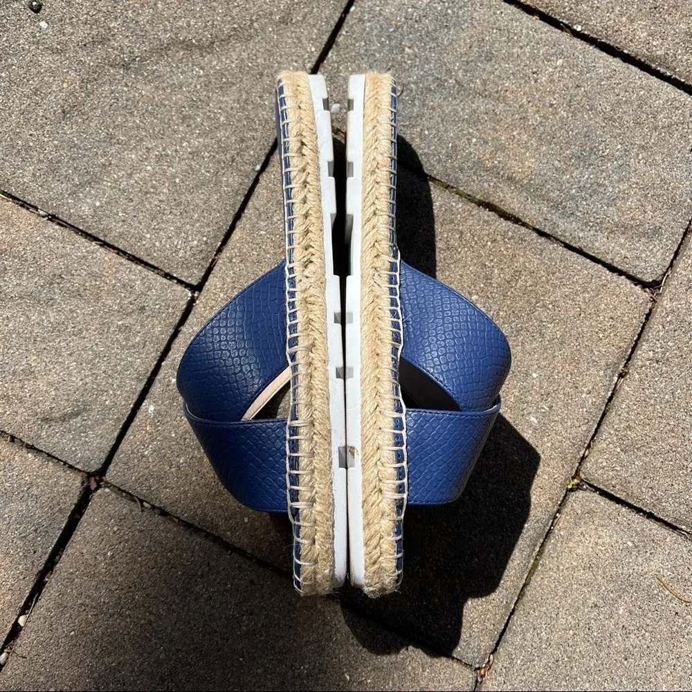 Nine West Platform Esphadrilles Slide Sandal Blue Navy Size 7.5